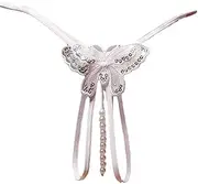 Sekexi Fashion Women Sexy Underwear Cutout Pendant Pearl Beads Embellished Lace Butterfly G-String Thong Underpants