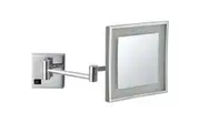 Dolphy 8-Inch LED Lighted Wall Mount Makeup Mirror - 3X Magnification, 180 Swivel, Extendable Arm, Energy-Efficient Illumination - Chrome Silver Finish, Ideal for Bathrooms, Salons & Guest Suites