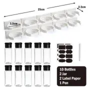 Spice Jar Organizer Set - Clear Plastic Seasoning Bottles for Kitchen Storage