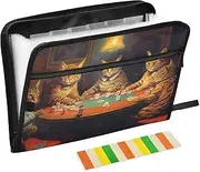 PDZRMY Cats Poker Table Expanding Filing Folder, 13 Pockets Expandable Document Organizer Folder with Zipper Closure for Home Office A4 Letter Size Paper Document