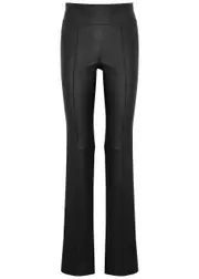 Helmut Lang Black Leather Bootcut Trousers - 10 10