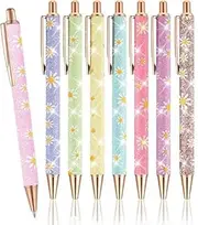 8Pcs Sparkly Ballpoint Pens Fancy Glitter Pens Daisy Flower Pen Print Pen,Sparkly Pen Glitter Ballpoint Pens,Floral Pens Pretty Flower Ballpoint Glitter Pens,Fancy Glitter Pen Metal Daisy Flower Pen