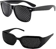 Pack of 2 Grid Glasses, Perforated Glasses, Multidot Pinhole Glasses with Foldable Arms, Correction Glasses, Grid Glasses, Eye Training for Relaxation, Vision Improvement (Black)