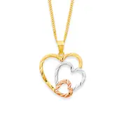 9ct Gold Tri Tone Heart Pendant