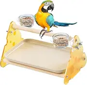 Parrot Perch Stand Pet - Wooden Parrot Stand | Cockatiel Standing Perch | Parrot Tabletop Exercise Gym Playpen | Bird Desktop Playpen with Removable Tray for Budgies Parakeets Lovebirds Finches