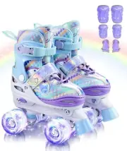 Toddler Roller Skates for Girls Kids Boys, 4 Size Adjustable with Light up Wheel