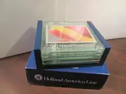 HOLLAND AMERICA LINE 4 x Martini Glass Coasters w/ recipe menu & Wooden holder