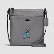ORIG PGK Coach X Disney GOOFY Grey Pebble Leather KITT Messenger Crossbody Bag