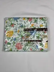JC Penny Vtg Twin Size Percale Fitted Sheet Pink Blue Floral 39” X 75” NOS