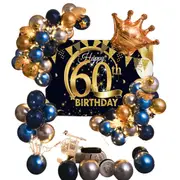 ANYPARTY Balloons 60th Birthday Metallic Garland Kit With Backdrops Party Decor