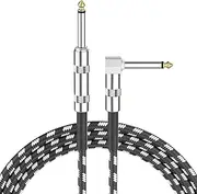 Geepen Premium 1/4 Inch Guitar Cable 3M Braided, 6.35mm TS Mono Jack Instrument Cable Connector, Male To Male Straight to Right Angle | Enhanced Sound Transmission | Durable Construction | Easy Plug-and-Play
