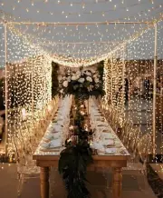 WARM COOL WHITE CURTAIN STRING LIGHTS 3M 6M 12M 18M 24M FAIRY WATERFALL WEDDING