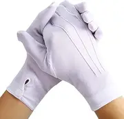 [Generic] 1 Pair White Cotton Glove Men Parade Formal Tuxedo Uniform Glove for Cosplay Party Jewelry Inspection