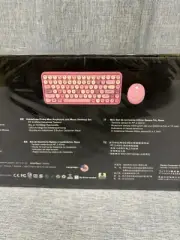 PERIDUO-713 2.4GHz Wireless Typewriter Mini Keyboard Mouse Set, Round keys, Pink