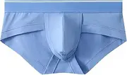 [kurriuwu] Men Breathable Cotton Briefs Undies Underwear Men's Slim Fit Low-rise Solid Color with Big U-convex Design Elastic Waistband Sexy Blue XL, Blue, X-Large