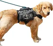 GooCare x Jumahe Large Dog Backpack Harness, 2-in-1 Design, Waterproof Pattern, with Reflective Strips and Side Pockets (Camo)