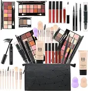 KARUIZI All in One Makeup Gift Set for Women Full Kit for2x14-color eyeshadow palettes,5xlipgloss sets,mascara,eyeliner,eyebrowpowder,eyebrow pencil, foundation, highlighter stick etc