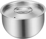 VINTORKY 1Pc O Shape Stainless Steel Soup Holder Bowl with Lid Food Container for Stewing Steaming Eggs and Rice for Home Hotel Restaurant and Camping Use