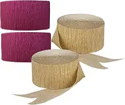 Dark Metallic Gold and Maroon Burgundy Crepe Paper Streamers (2 Rolls Each Colour) MADE IN USA