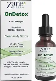 Zane OnDetox │10 – 15 Days Fast Cleanse and Support | Detox & Repair Supplement with Milk Thistle, Nettle, Greater Burdock, Artichoke & More | Vegan | Non-GMO | Gluten-Free | 1 Fl Oz.- 30ml