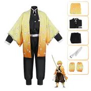 Adult Demon Slayer Zenitsu Agatsuma Costume Kimetsu No Yaiba Anime Cosplay