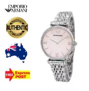 EMPORIO ARMANI AR1779 MOTHER OF PEARL SILVER/PINK WOMENS WATCH - NEW WITH TAGS