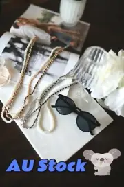 AU Stock Sunglasses Glasses Shades Masks Triple pearl Chainlink strap necklace