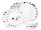Hello Kitty Corelle Very Delicious 12 Piece Dinnerware Set Service for 4 NWT