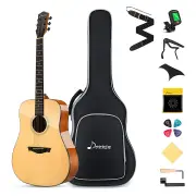 Donner DAD-812 41" Solid Body Right Handed Acoustic Guitar with Accessories, Natural Finish