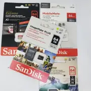 4 PACK SanDisk 64GB microSDXC Memory Cards with Adapter - NEW™