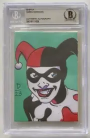 DEREC DONOVAN SIGNED & SKETCH HARLEY QUINN BECKETT AUTHENTIC AUTO & ART CARD