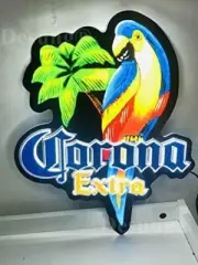 Corona Extra Beer Parrot Palm Tree 3D LED 17" Neon Sign Light Lamp Bar Open Club