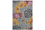 Designer Handmade Woolen Rug Flower 6268-Grey Multi