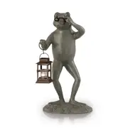 Gregory the Frog w/Lantern Aluminum Garden Statue Sculpture