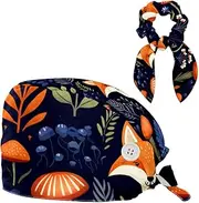 [YTYVAGT] Scrub Caps Women,Scrub Hats Suitable for Women,Flower Leaf Animal Fox
