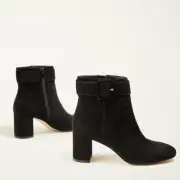 Ann taylor Nettie Buckle Heeled Suede Booties 6 . 6.5 , 7
