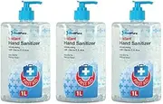 3 x Medipure Instant Hand Sanitizer Sanitiser 1L Moisturising with Vitamin E and Aloe, Kills Germs Without Water, Antibacterial, First Aid, Hand Gel Cleanser