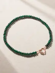 [Marla Aaron] Marla Aaron - 14-karat Rose Gold, Malachite And Diamond Necklace - One size One size Rose gold