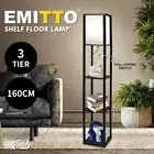 Emitto Floor Lamp Storage Shelf LED Wood Standing Reading Corner Light Black