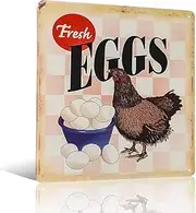 不适用 Fresh Eggs Rustic Metal Sign Retro Bar Country Home Bedroom Wall Restaurant Hanging Signs