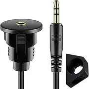tunghey 3.5mm Male to 3.5mm Female Car Truck Dashboard Flush Mount 3.5mm 1/8" AUX Audio Jack Extension Cable with Mounting Panel for Car Boat and Motorcycle 1M