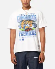 [MITCHELL & NESS] Mitchell & Ness North Melbourne Kangaroos Mascot T-shirt Vintage White - Size L L Vintage White
