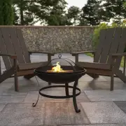 Roseto FFOF81340 22" Round Wood Burning Firepit - Black