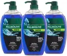 Palmolive Men Body Wash 3L (3X1L), Active with Sea Minerals, Soap Free Shower Ge