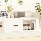 Wooden Coffee Table White Side Sofa Lounge 100x50.5x35cm Wood Drawer Stoage