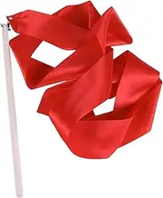 Dragon Dance Silk Chinese Dance Ribbons Pure Color Rhythmic Gymnastics Ribbon with Wood Rod Dance Ribbons Streamers for Folk Dance Artistic Dancing (Color : Red, Size : L 2M)