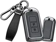 Smart Car Key Fob Holder Case fit for Mitsubishi L200 ASX Outlander Sport Plug-in Hybrid Eclipse Cross Pajero Lancer Evolution GT Mirage Remote Key Cover Keyring Keychain 2 Buttons Black