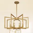 8-Light Modern Farmhouse Gold Geometric Chandelier, Large Industrial Metal Ki...