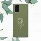Sage Green Moon Flowers Line Art Case For Samsung Note 20 S20 S21 S22 S23 S24 FE