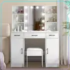 White Vanity Table with LED Lighted Mirror Makeup Table 3 Drawers with Stool